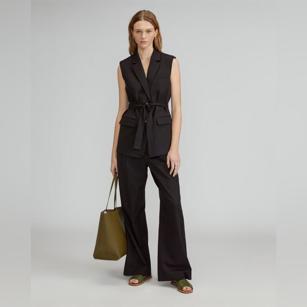 Everlane TENCEL Sleeveless Black Blazer Vest NWT Sz 12 Buttersmooth Long Length - Picture 7 of 13